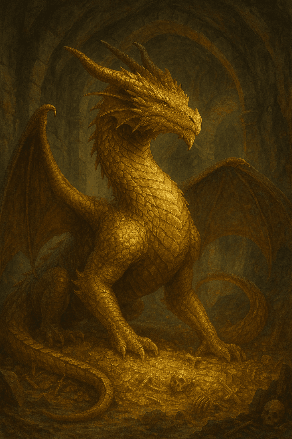 Arte de carta com dragao dourado